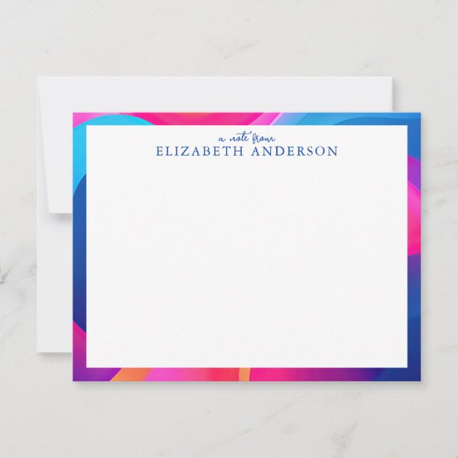 Personalized Colorful Geometric Border Note Card (Front)