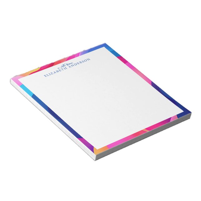 Personalized Colorful Geometric Border Notepad (Angled)