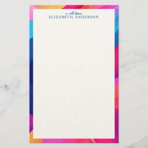 Personalized Colorful Geometric Border Stationery