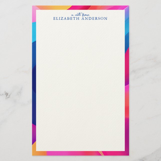 Personalized Colorful Geometric Border Stationery (Front)