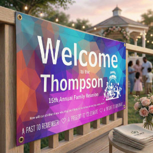 Personalized Colorful Geometric Family Reunion Banner