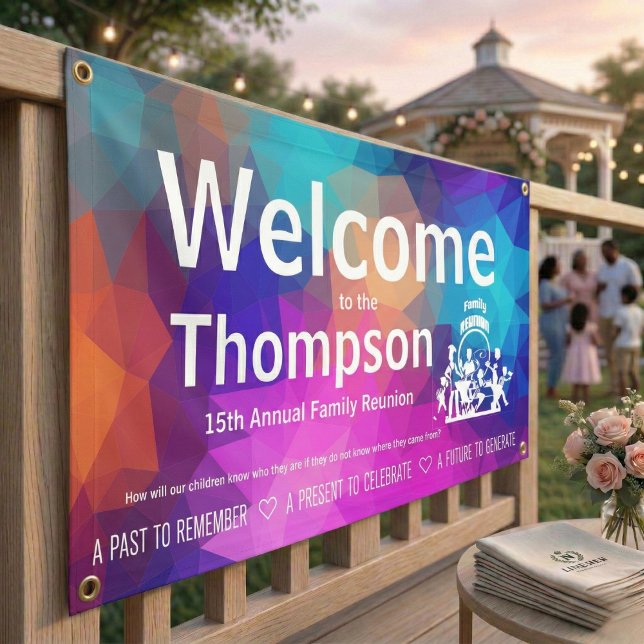 Personalized Colorful Geometric Family Reunion  Banner (Personalized Colorful Geometric Family Reunion Banner)