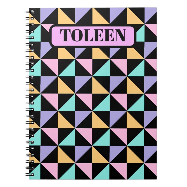 Personalized Colorful Geometric Pattern            Notebook (Front)