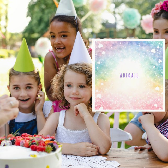 Personalized Colorful Girl Birthday Party Napkins (Creator Uploaded)