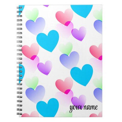 Personalized Colorful Gliding Hearts Notebook