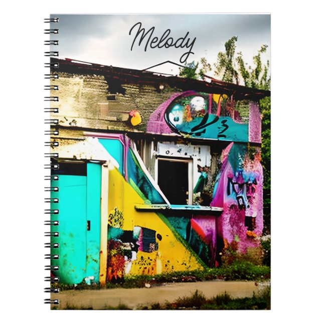 Personalized Colorful Graffiti Abandoned Notebook (Front)