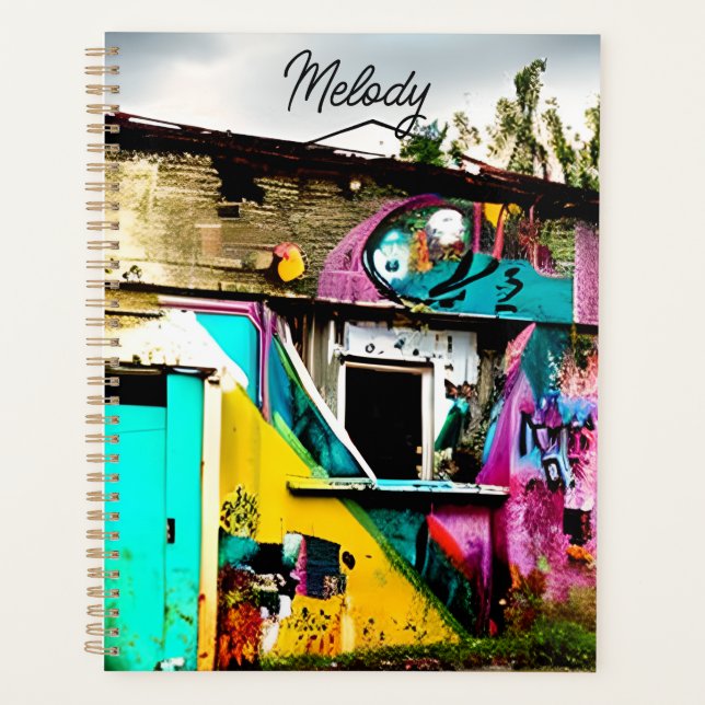 Personalized Colorful Graffiti Abandoned Planner (Front)
