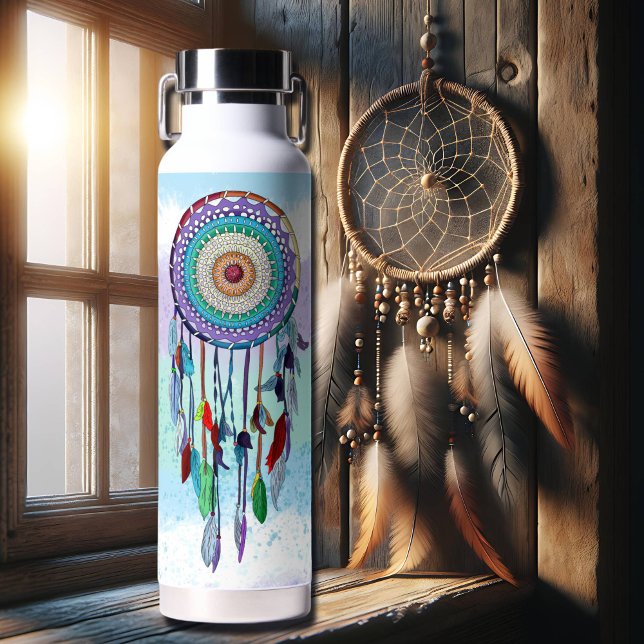 Personalized Colorful Hand Drawn Dreamcatcher  Water Bottle (Creator Uploaded)