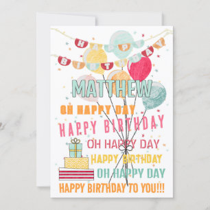 Personalized Colorful Happy Birthday Balloons Card