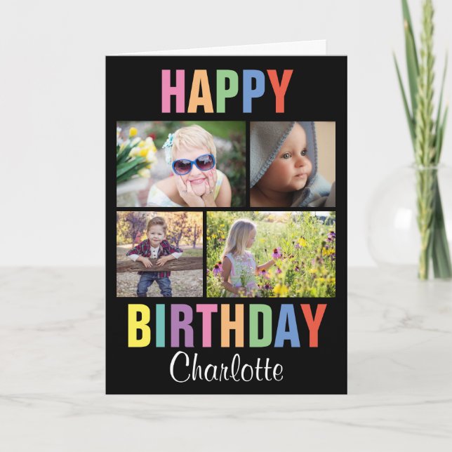 Personalized Colorful Happy Birthday Photo Card (Front)