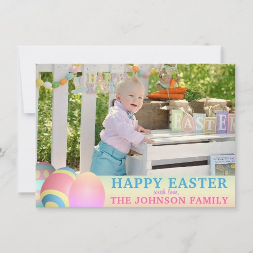 Personalized Colorful HAPPY EASTER  PHOTO Holiday Card