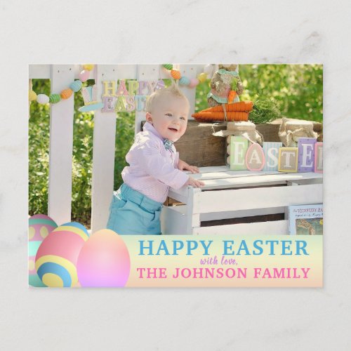 Personalized Colorful HAPPY EASTER  PHOTO Holiday Postcard