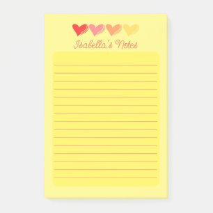 Personalized Colorful Hearts Post-it Notes