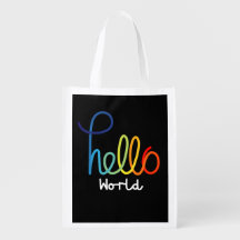 Personalized Colorful Hello World Grocery Bag