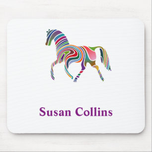 Personalized Colorful Horse Pony Girl Mouse Pad