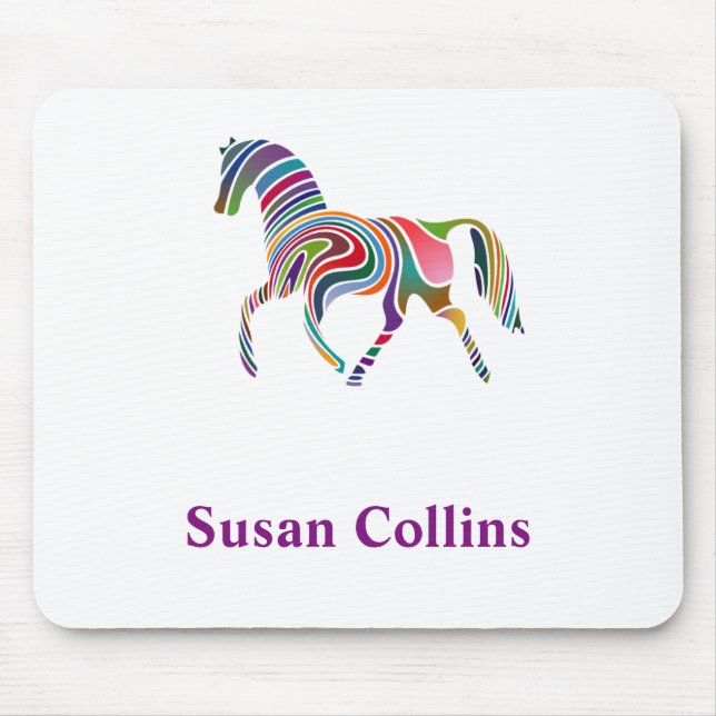 Personalized Colorful Horse Pony Girl Mouse Pad (Front)