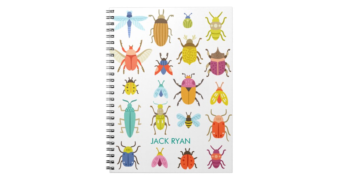 PERSONALIZED COLORFUL INSECT BUGS NOTEBOOK | Zazzle