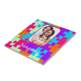 Personalized colorful jigsaw tile