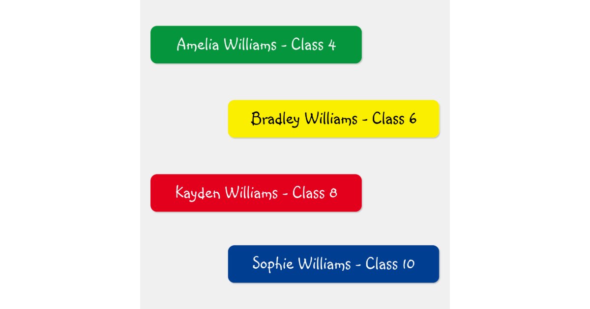 Personalized Colorful Kids Back To School Clothes Labels | Zazzle