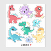 Personalized Colorful Kids Dinosaur Name Label