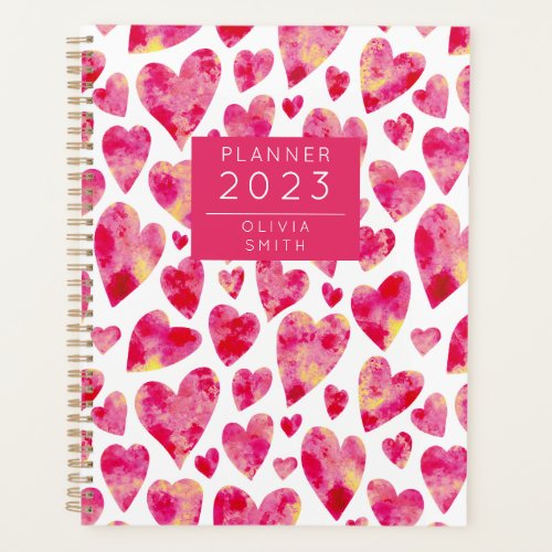 Personalized Colorful Love Heart Pattern Planner