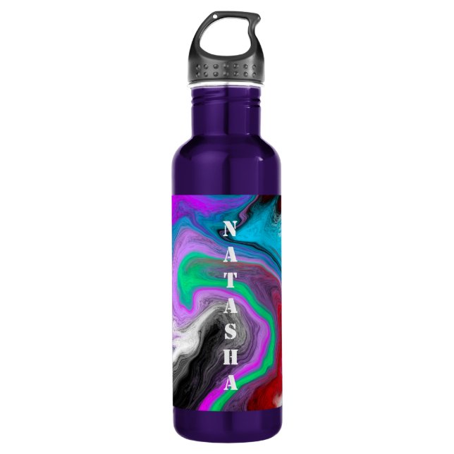 Personalized Colorful Marble Art Explosion   Stainless Steel Water Bottle (Front)