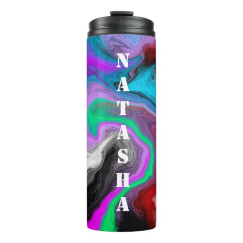 Personalized Colorful Marble Art Explosion   Thermal Tumbler