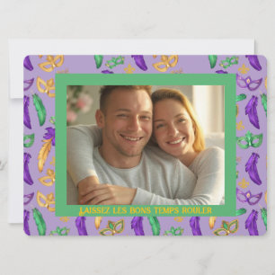 personalized Colorful Mardi Gras patterned Holiday Card