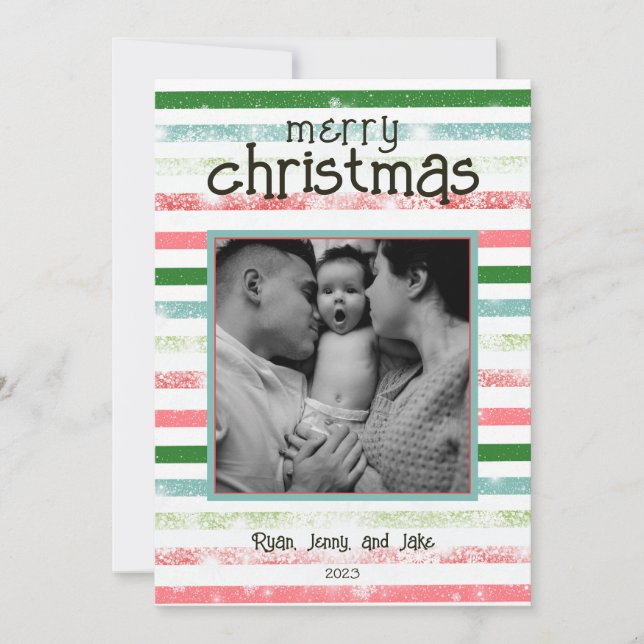 Personalized Colorful Merry Christmas Card (Front)