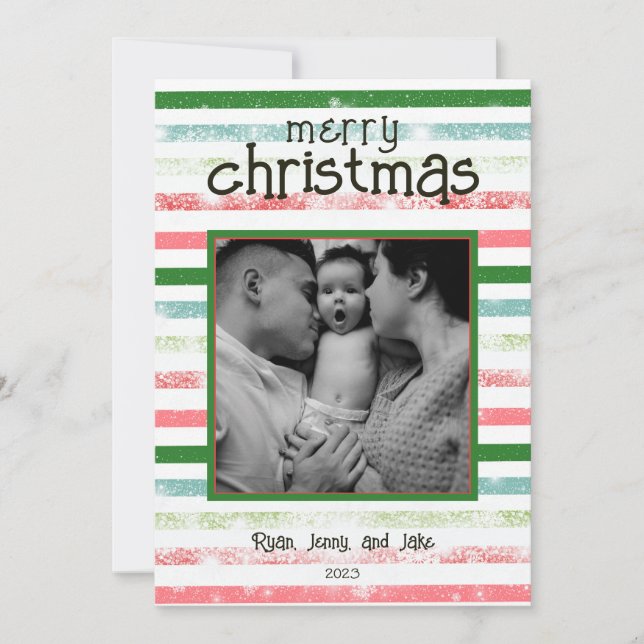 Personalized Colorful Merry Christmas Card  (Front)