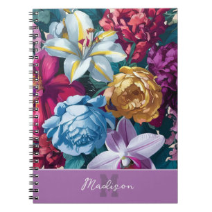 Personalized Colorful modern floral monogram Notebook
