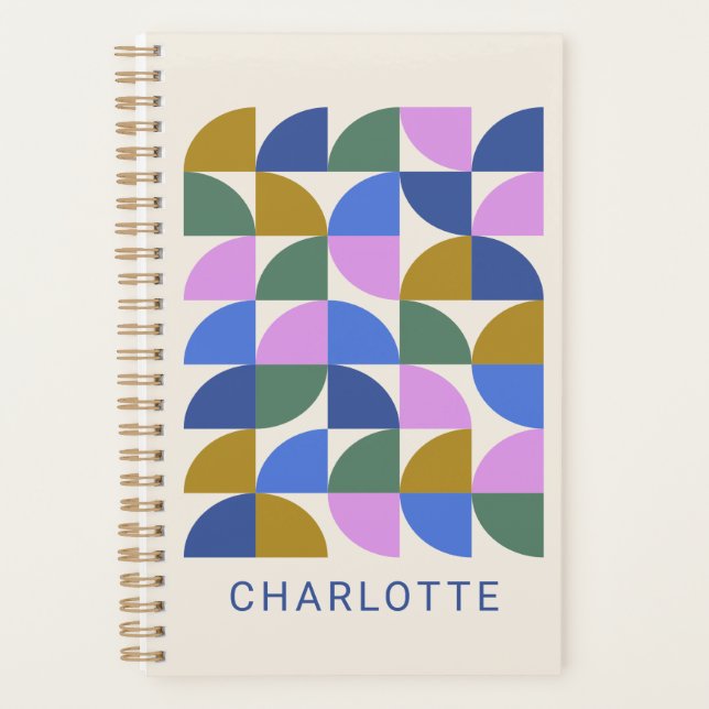 Personalized Colorful Modern Geometric Student Planner (Front)