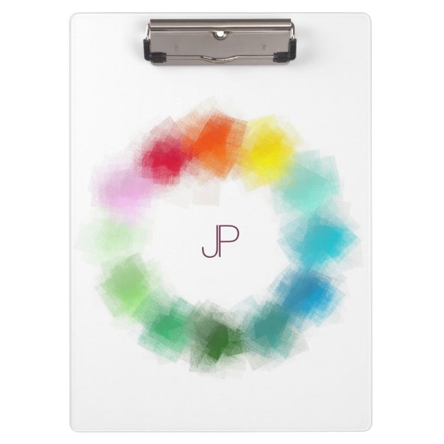 Personalized Colorful Monogram Modern Template Clipboard (Front)