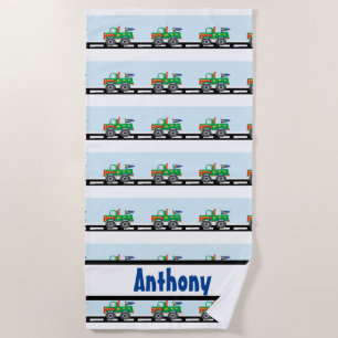 Personalized Colorful Monster Truck Beach Towel