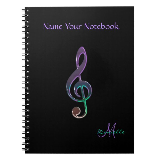 Personalized Colorful Music Clef Notebook (Front)