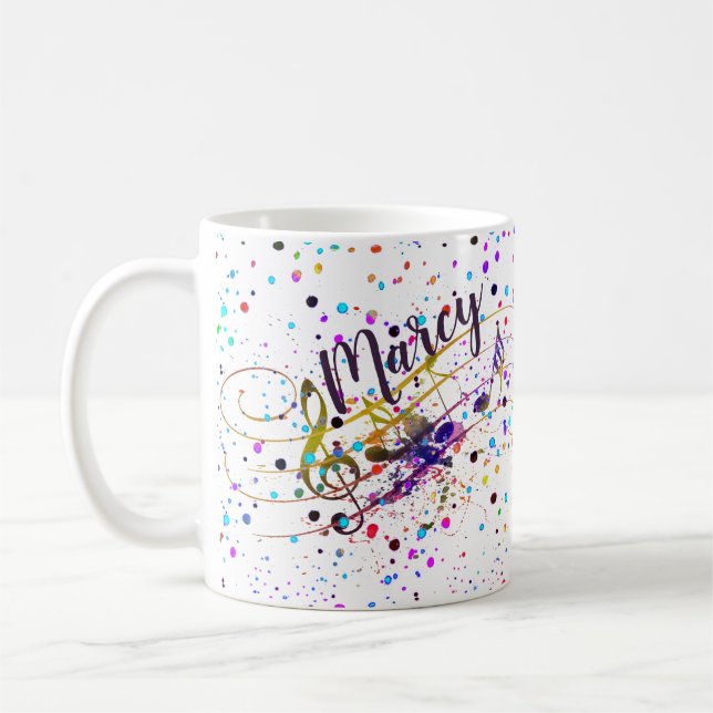 Personalized Colorful music splatter Coffee Mug (Left)