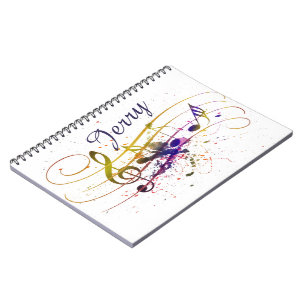 Personalized Colorful music splatter Notebook