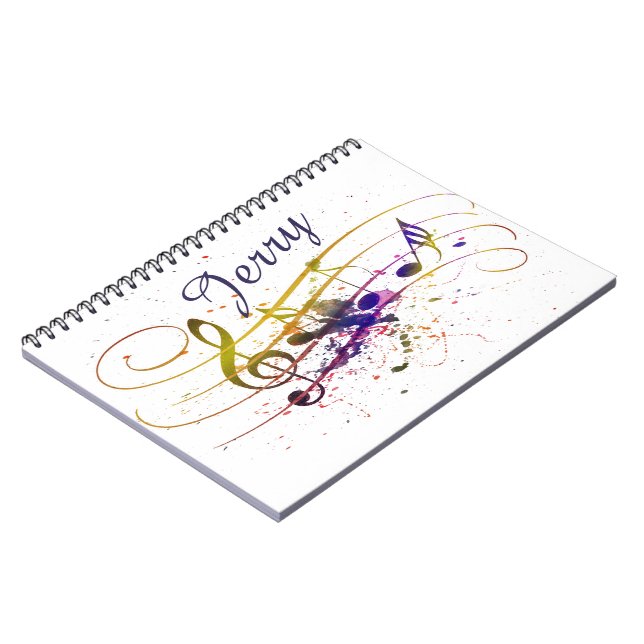 Personalized Colorful music splatter Notebook (Left Side)