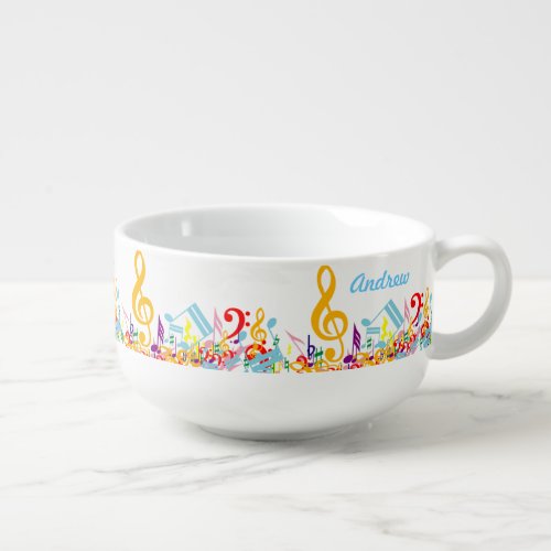 Personalized Colorful Musical Notes Soup Mug