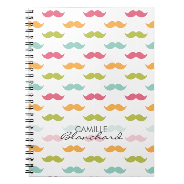 Personalized Colorful Mustache Lovers Notebook (Front)