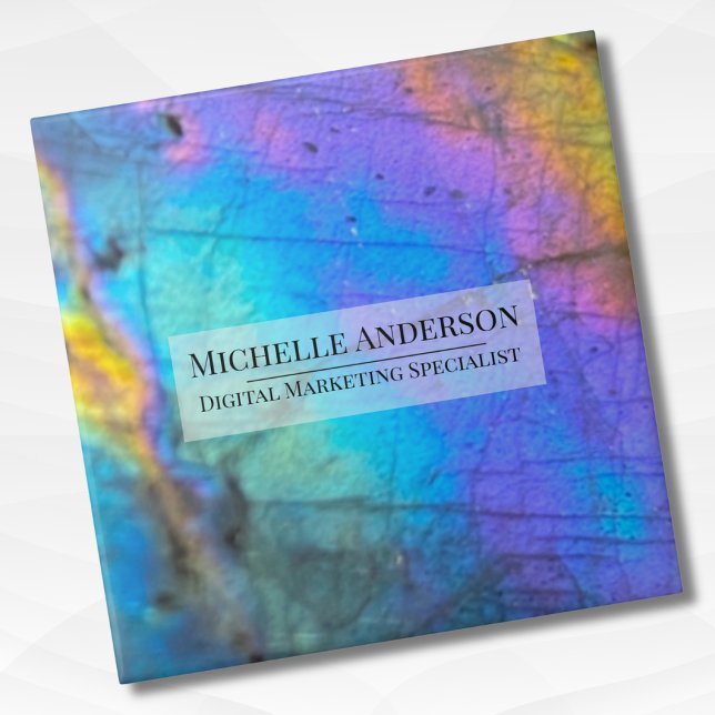 Personalized Colorful Name Ceramic Tile (Trendy Labradorite Crystal Stone Family Name ceramic tile)