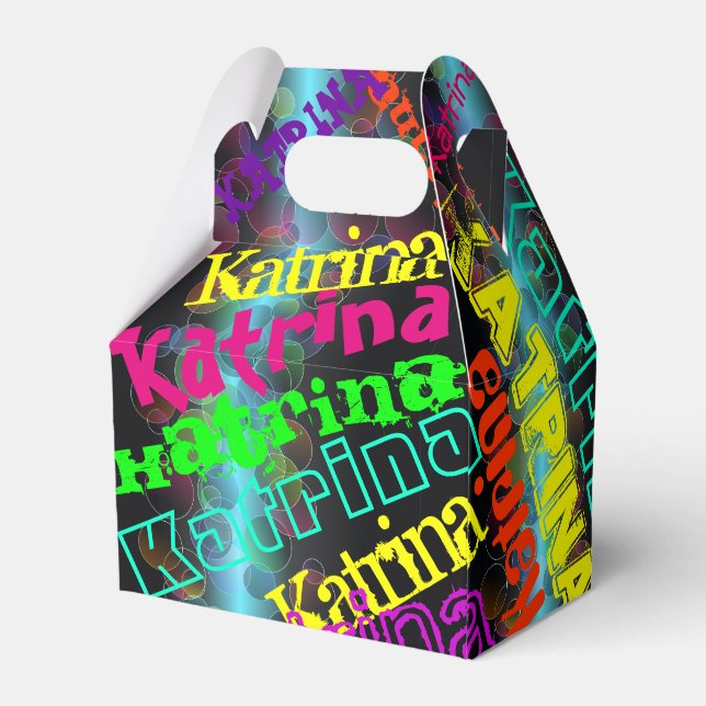 Personalized  Colorful Neon Lights Favor Box (Back Side)