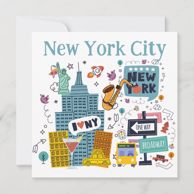 Personalized Colorful New York City Card (Front)