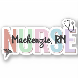 Personalized Colorful Nurse Stethoscope RN NP Sticker