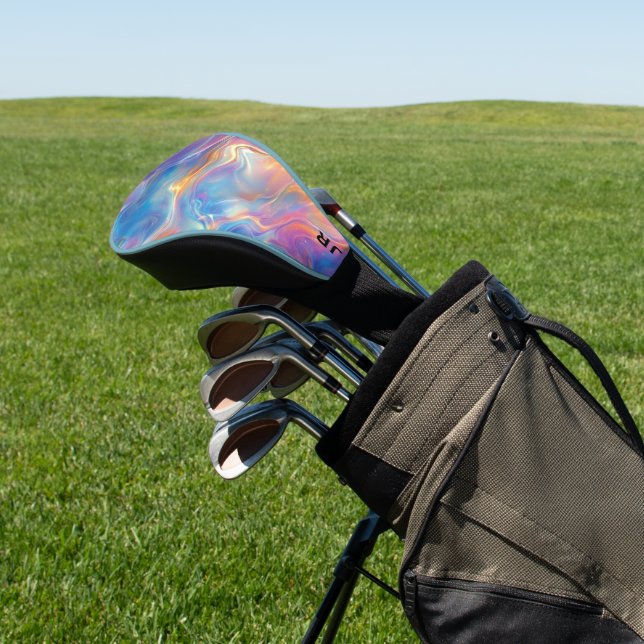 Personalized Colorful Opal Swirly Marble Texture Golf Head Cover (In Situ)