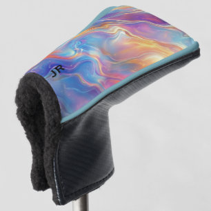 Personalized Colorful Opal Swirly Marble Texture Golf Head Cover