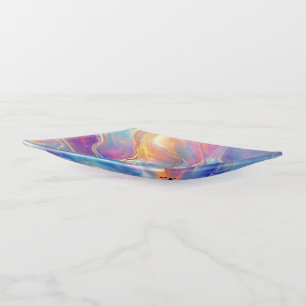 Personalized Colorful Opal Swirly Marble Texture Trinket Tray