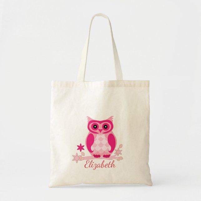 Personalized  Colorful Owl Tote Bag (Front)
