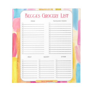 Personalized Colorful Paint Grocery List Notepad