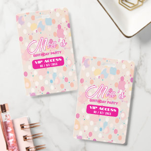 Personalized Colorful Paint Splatter VIP Birthday Badge